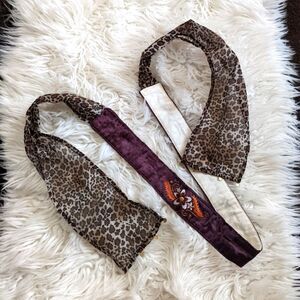 5/$25! Boho Velvet Embroidered Belt or Headband with Sheer Cheetah Print Ties